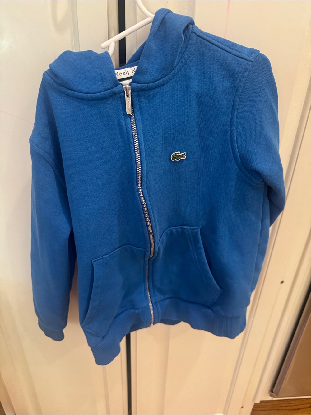 Lacoste Kids Blue Zip Hoodie with Croc Patch